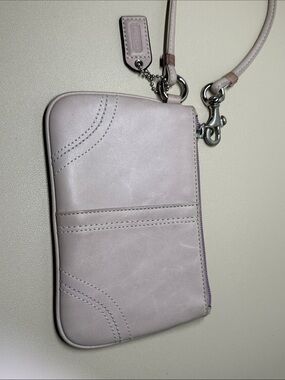 Coach Lavender/Lilac Leather Wristlet with Silver Hardware